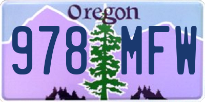 OR license plate 978MFW