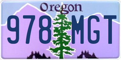 OR license plate 978MGT