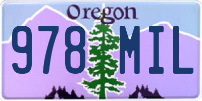 OR license plate 978MIL