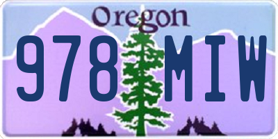 OR license plate 978MIW