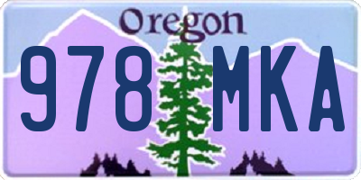 OR license plate 978MKA