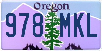 OR license plate 978MKL