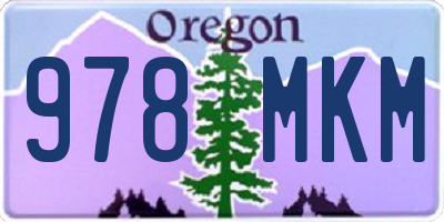 OR license plate 978MKM