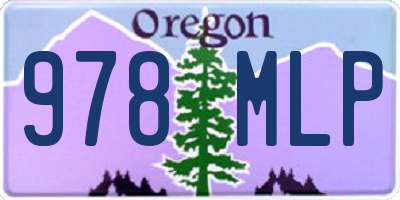 OR license plate 978MLP