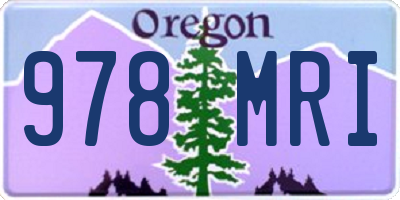 OR license plate 978MRI