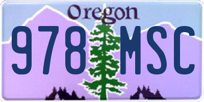 OR license plate 978MSC