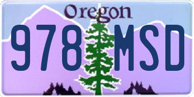 OR license plate 978MSD