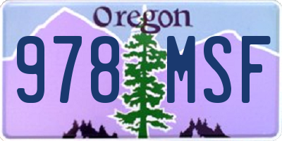 OR license plate 978MSF