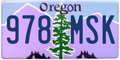 OR license plate 978MSK