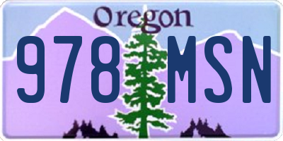 OR license plate 978MSN