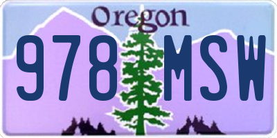 OR license plate 978MSW