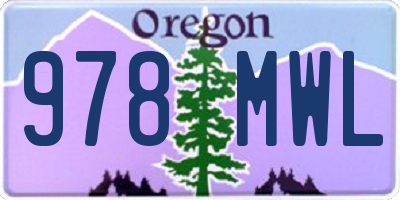 OR license plate 978MWL