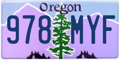 OR license plate 978MYF