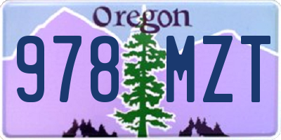 OR license plate 978MZT