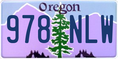 OR license plate 978NLW