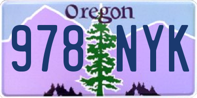 OR license plate 978NYK