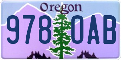 OR license plate 978OAB