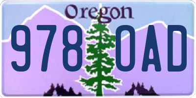 OR license plate 978OAD