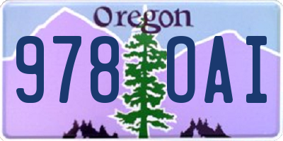 OR license plate 978OAI