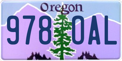 OR license plate 978OAL