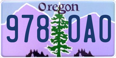 OR license plate 978OAO