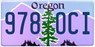 OR license plate 978OCI