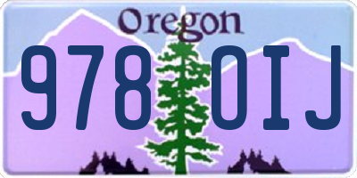 OR license plate 978OIJ