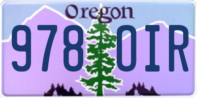 OR license plate 978OIR