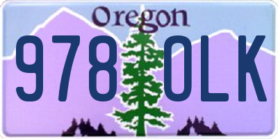 OR license plate 978OLK