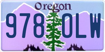 OR license plate 978OLW