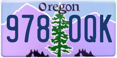 OR license plate 978OQK