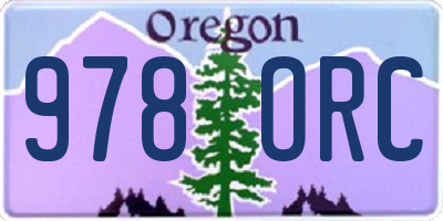 OR license plate 978ORC