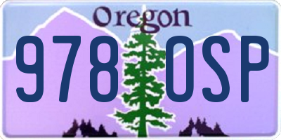OR license plate 978OSP