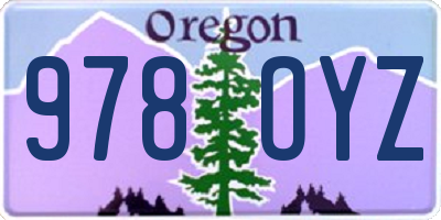OR license plate 978OYZ