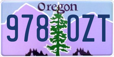OR license plate 978OZT