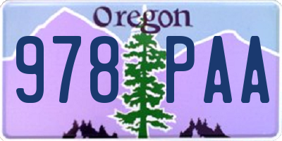 OR license plate 978PAA
