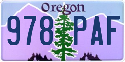 OR license plate 978PAF