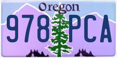 OR license plate 978PCA