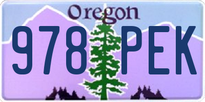OR license plate 978PEK