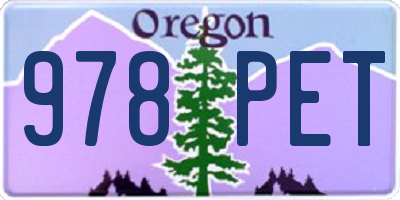 OR license plate 978PET