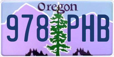 OR license plate 978PHB