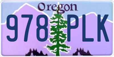 OR license plate 978PLK
