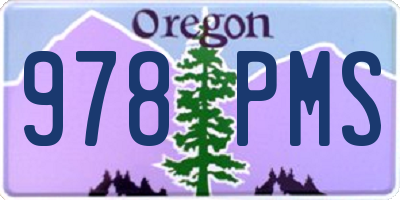 OR license plate 978PMS