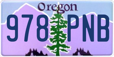 OR license plate 978PNB