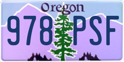 OR license plate 978PSF