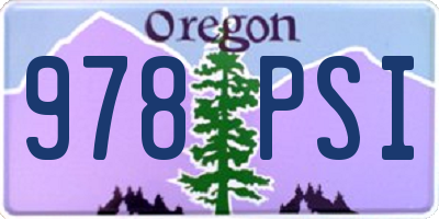 OR license plate 978PSI