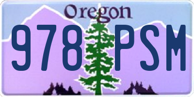 OR license plate 978PSM