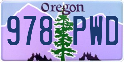 OR license plate 978PWD