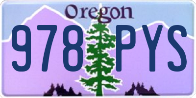 OR license plate 978PYS