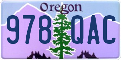 OR license plate 978QAC
